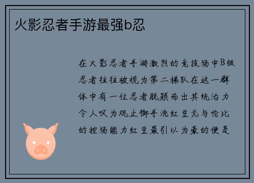火影忍者手游最强b忍
